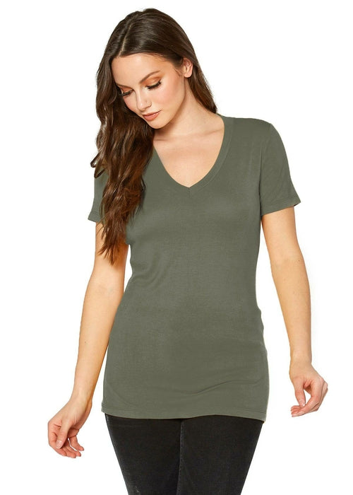 V-neck Short Sleeve Basic Tee