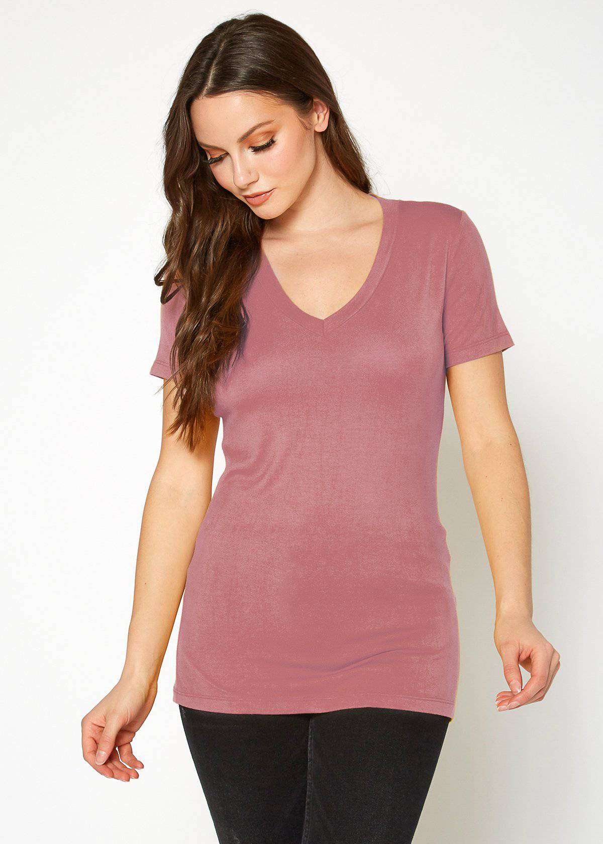 V-neck Short Sleeve Basic Tee