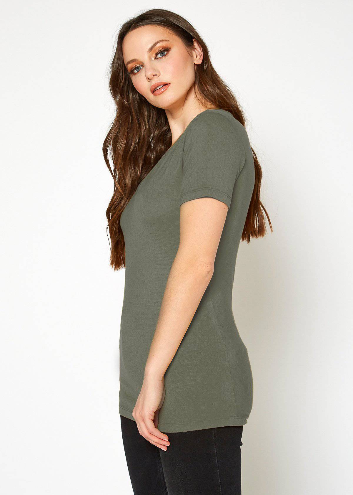 V-neck Short Sleeve Basic Tee