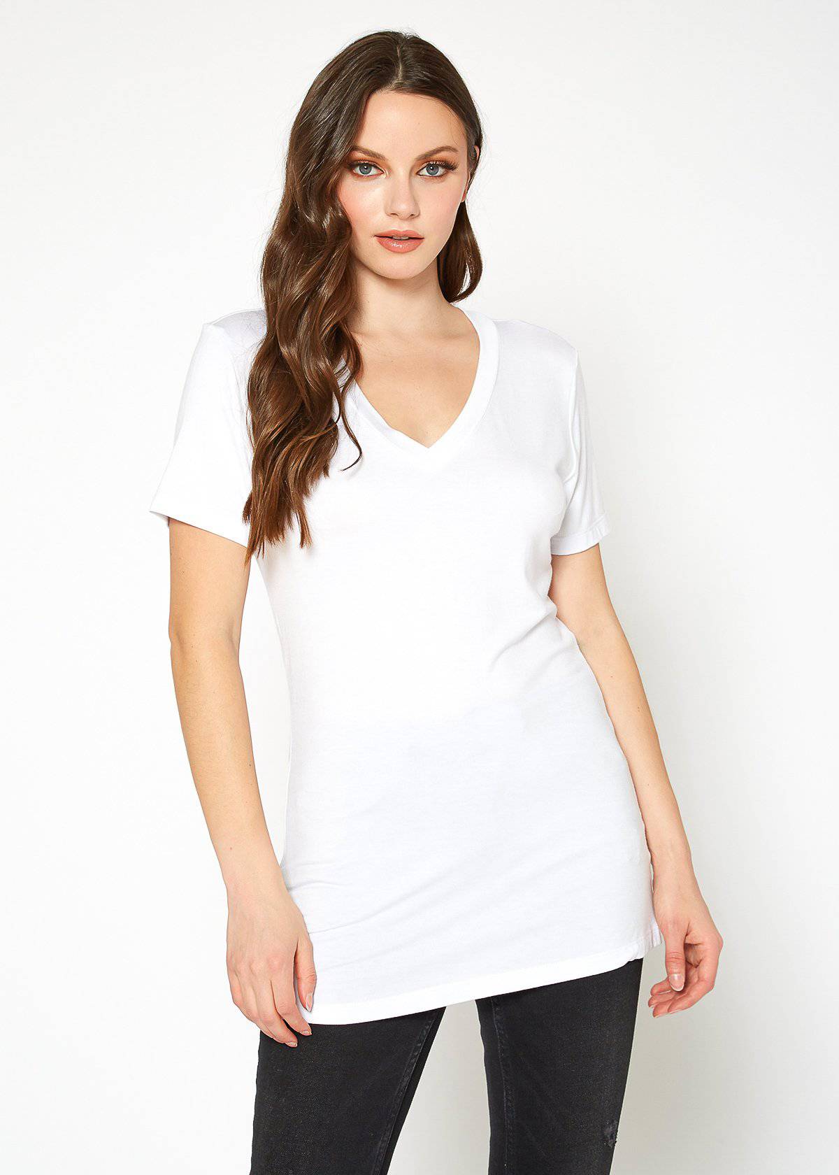 V-neck Short Sleeve Basic Tee