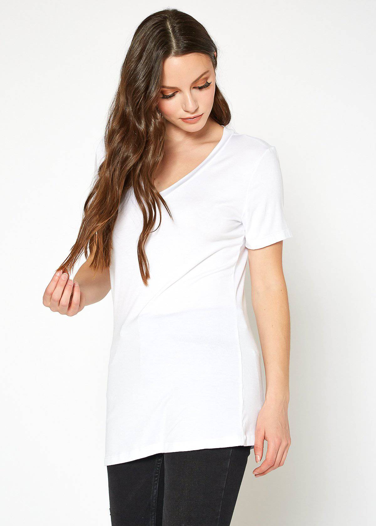 V-neck Short Sleeve Basic Tee