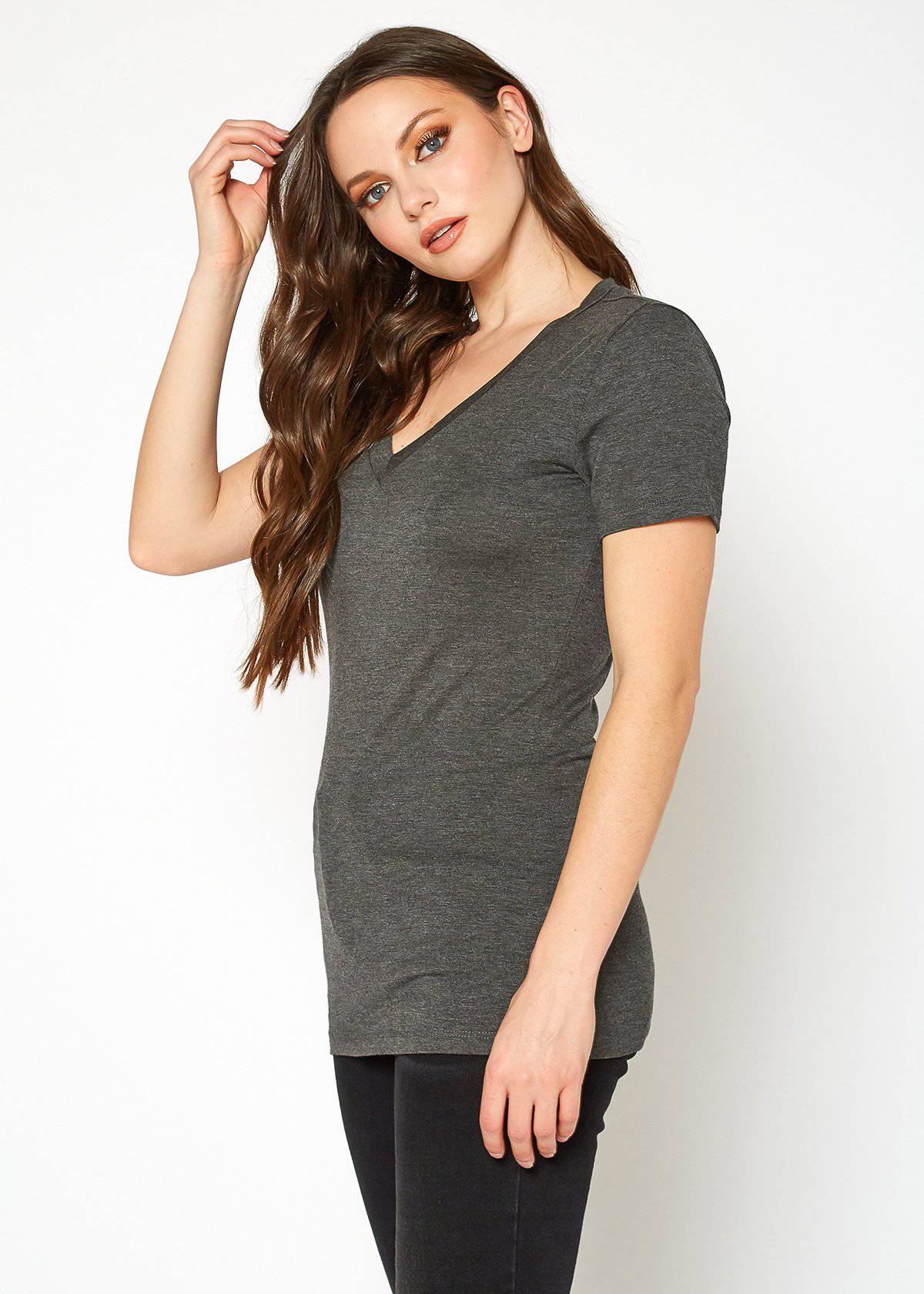 V-neck Short Sleeve Basic Tee