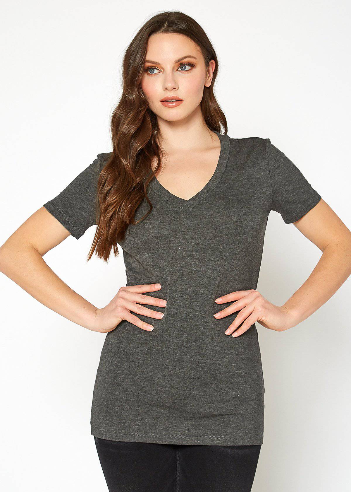 V-neck Short Sleeve Basic Tee