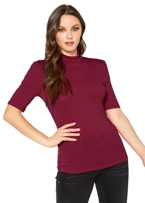 Women's Half Sleeve Turtle Neck Fitted Top