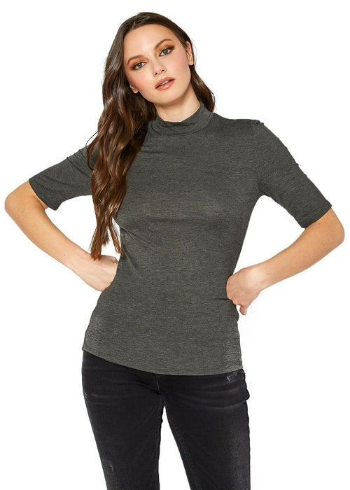 Women's Half Sleeve Turtle Neck Fitted Top