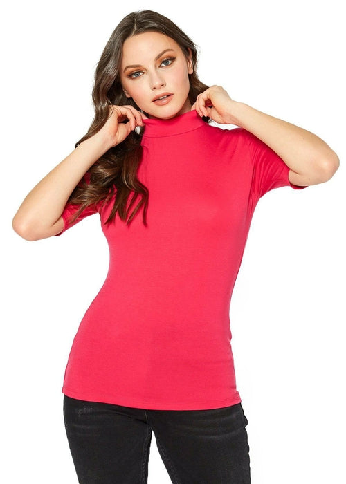 Women's Half Sleeve Turtle Neck Fitted Top