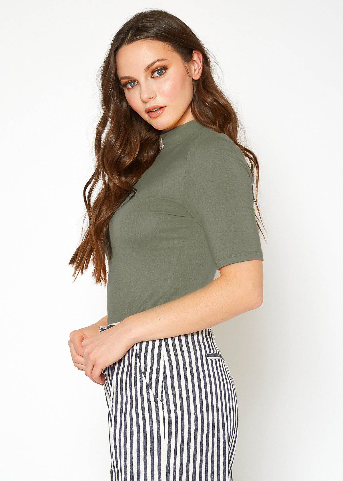 Women's Half Sleeve Turtle Neck Fitted Top