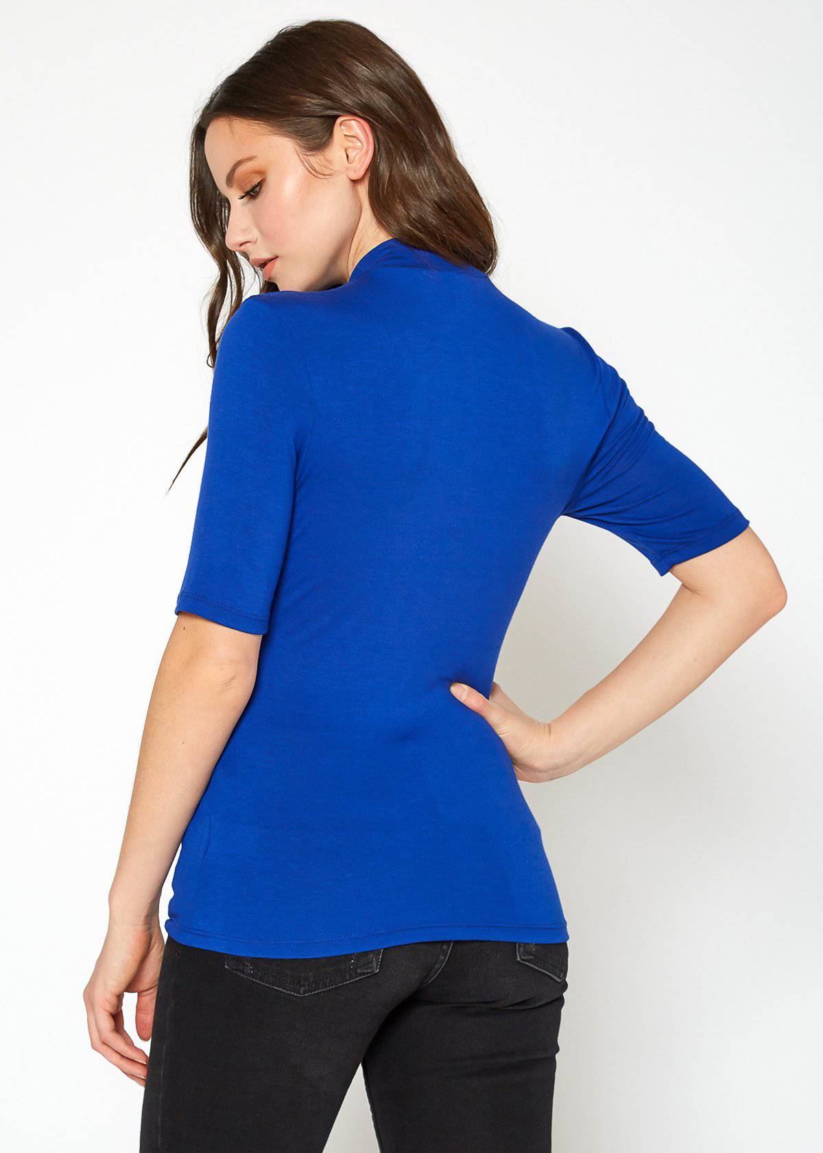 Women's Half Sleeve Turtle Neck Fitted Top