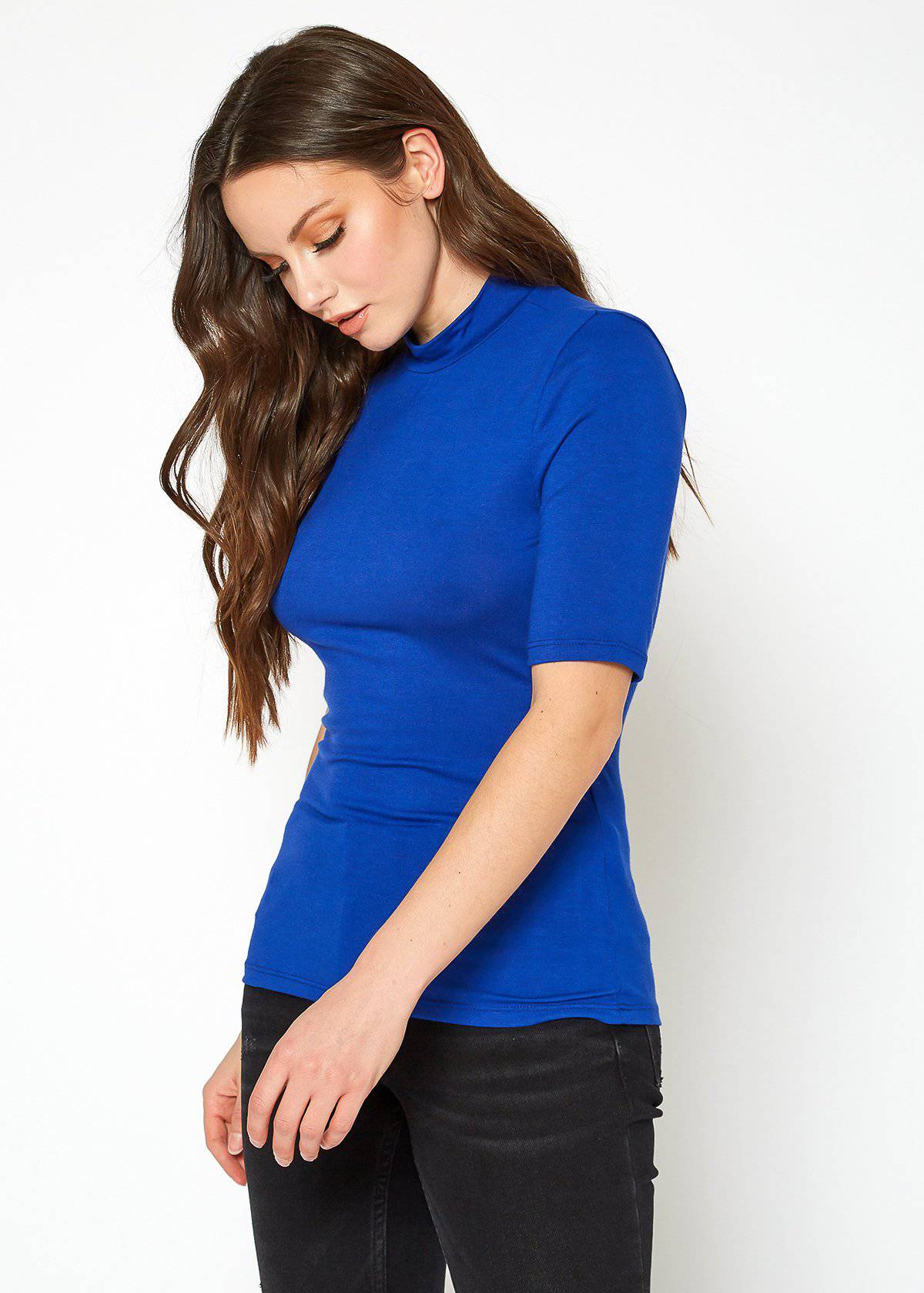 Women's Half Sleeve Turtle Neck Fitted Top