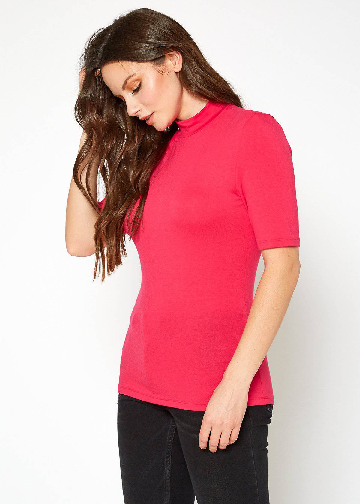 Women's Half Sleeve Turtle Neck Fitted Top