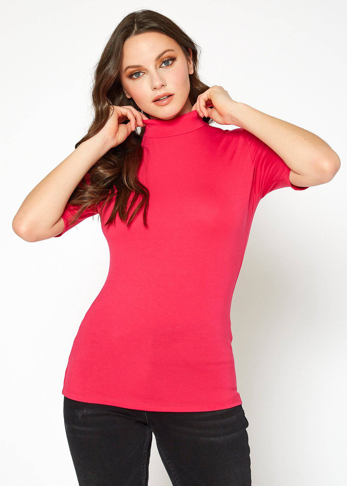 Women's Half Sleeve Turtle Neck Fitted Top