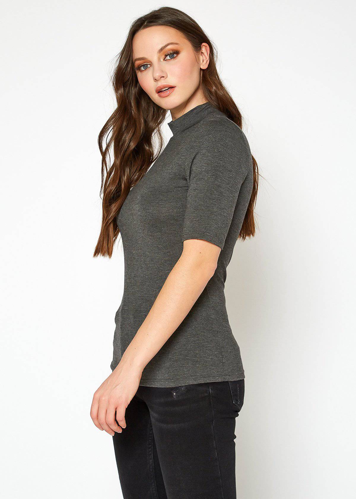 Women's Half Sleeve Turtle Neck Fitted Top