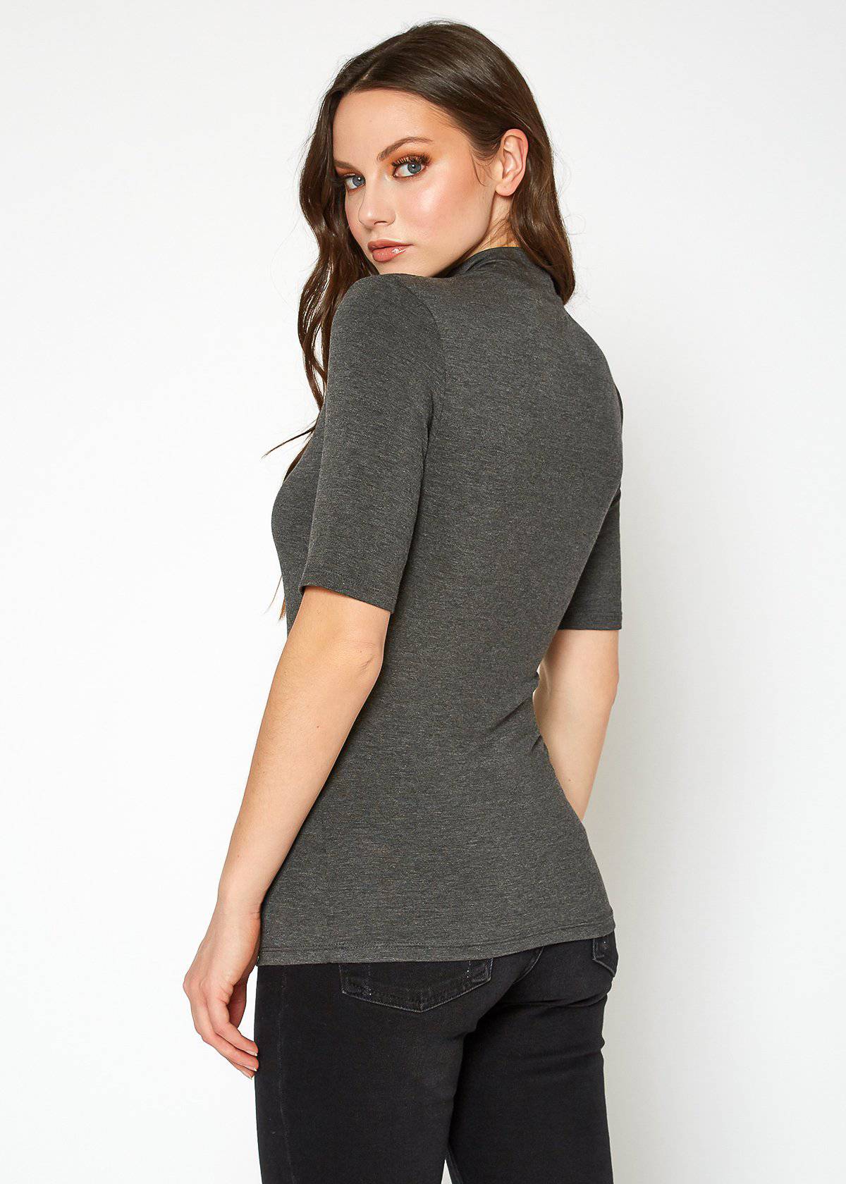 Women's Half Sleeve Turtle Neck Fitted Top