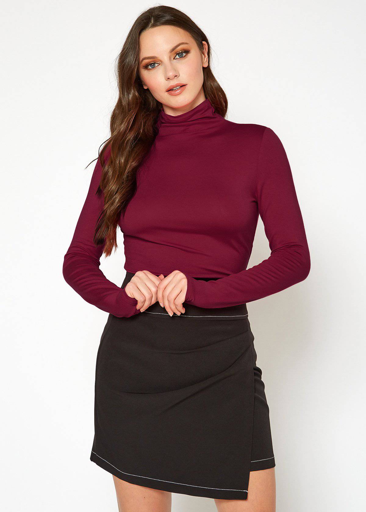 Women's Long Sleeve Turtle Neck Fitted Top