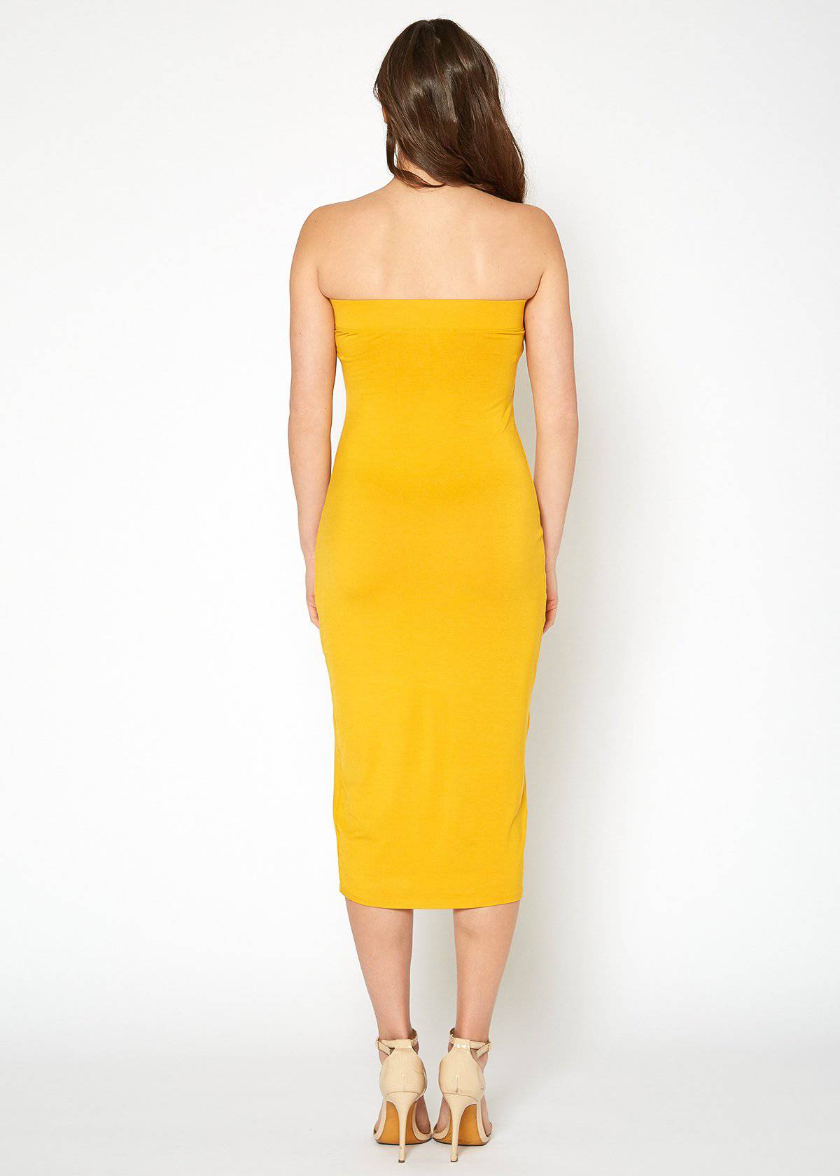 Women's Tube Top Bodycon Midi Dress