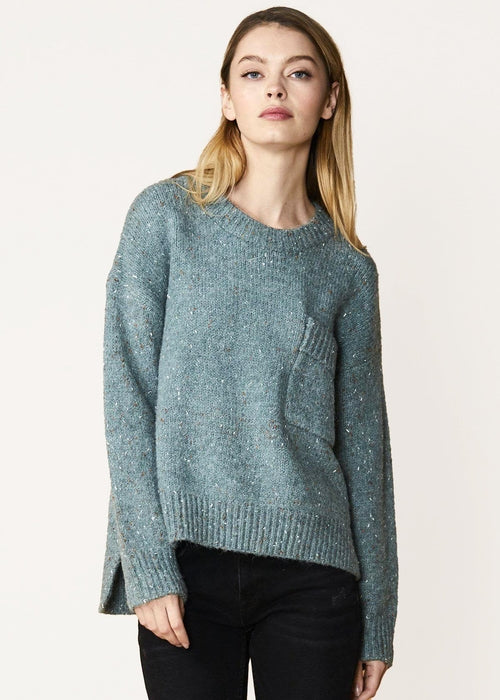 Women's Crewneck Pocket Front Sweater in Fall Sage