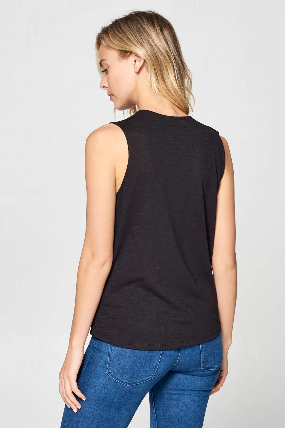 Solid Surplice Sleeveless Top