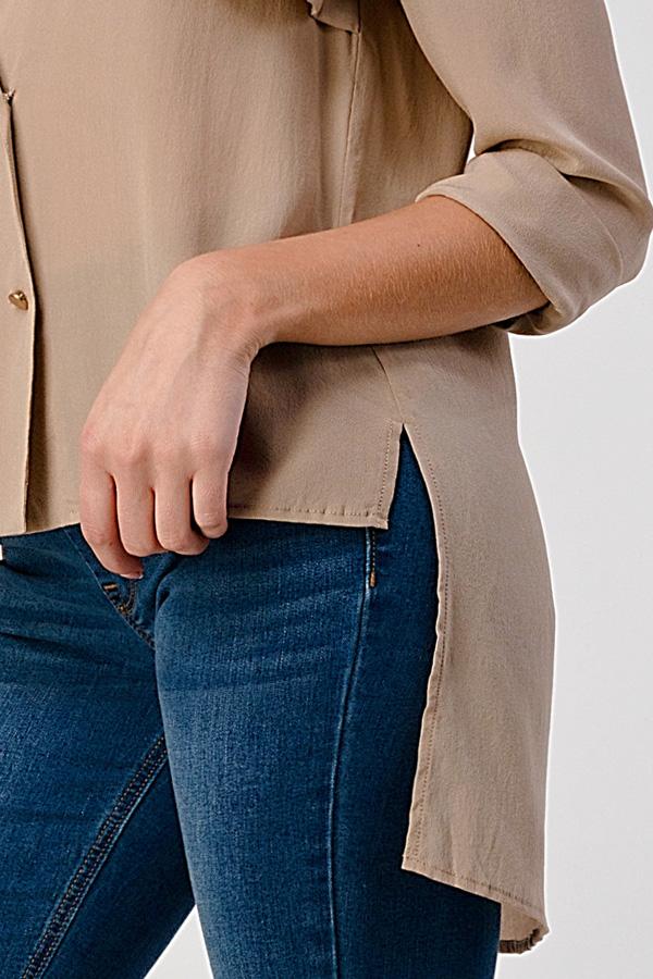 Silk Hi-Low Silk Trench Shirt Top