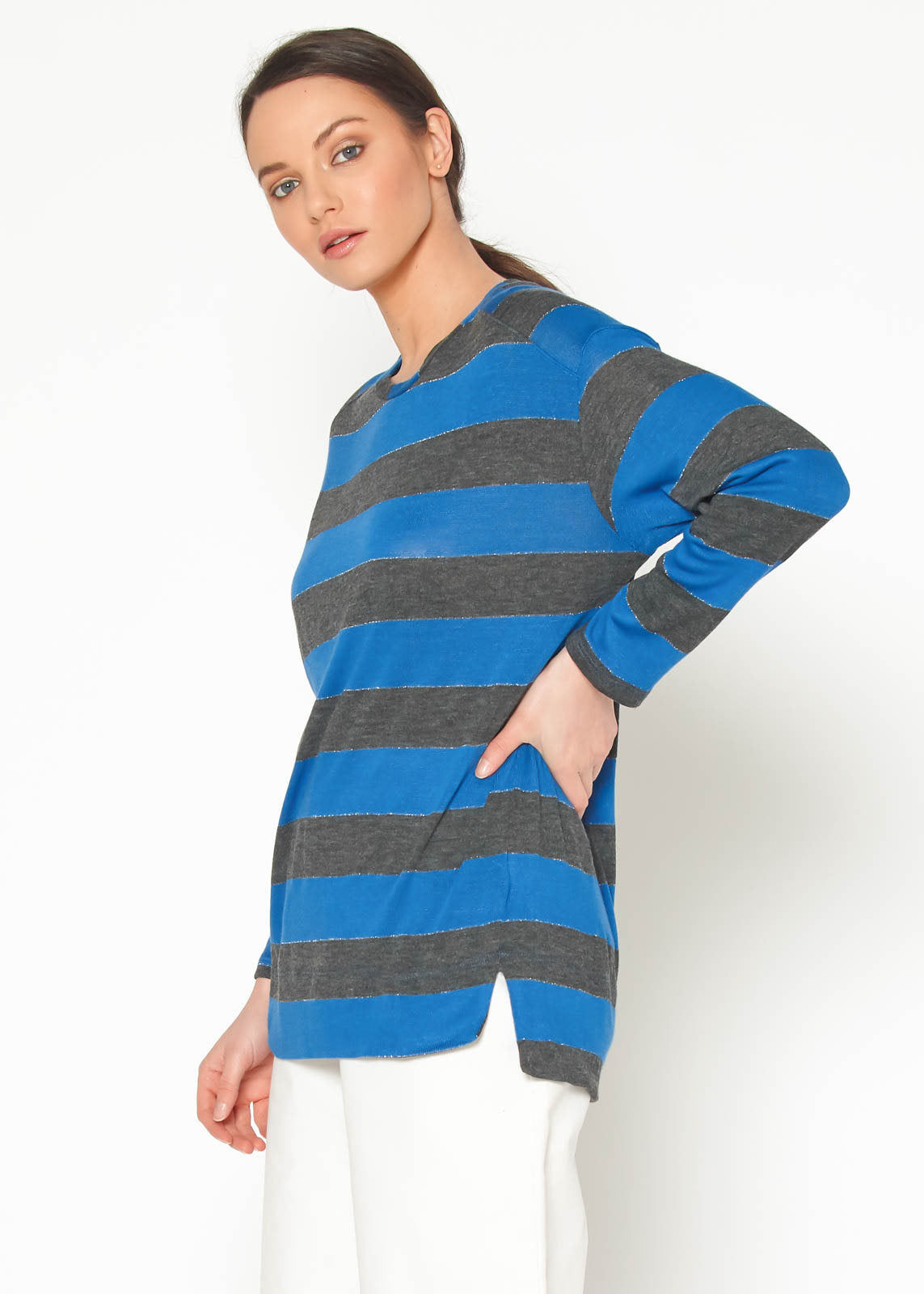 Women's Long Sleeve Crewneck Stripe Tee