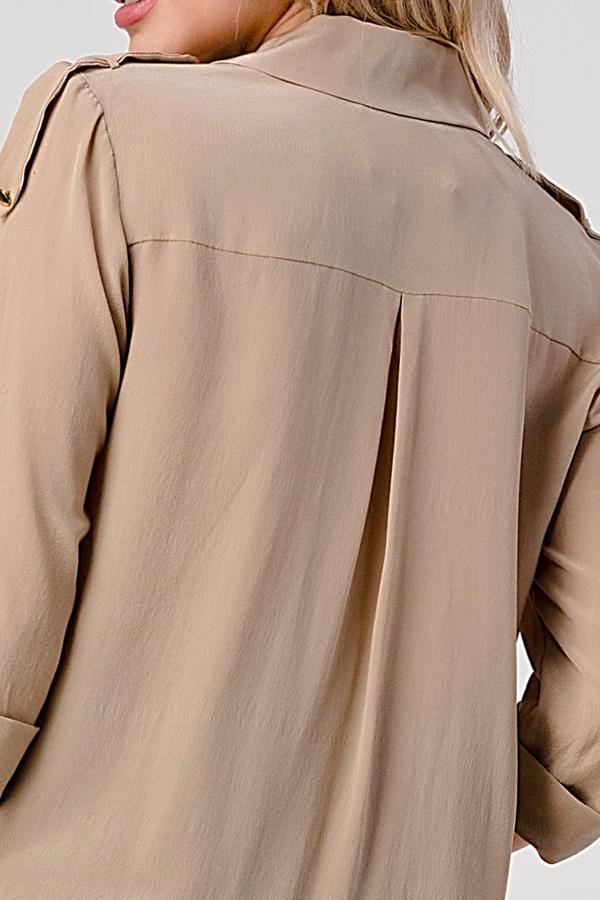 Silk Hi-Low Silk Trench Shirt Top