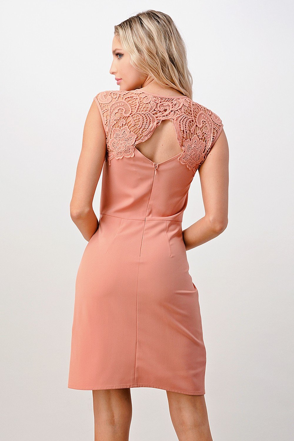 Lace Shoulder Overlap Mini Dress