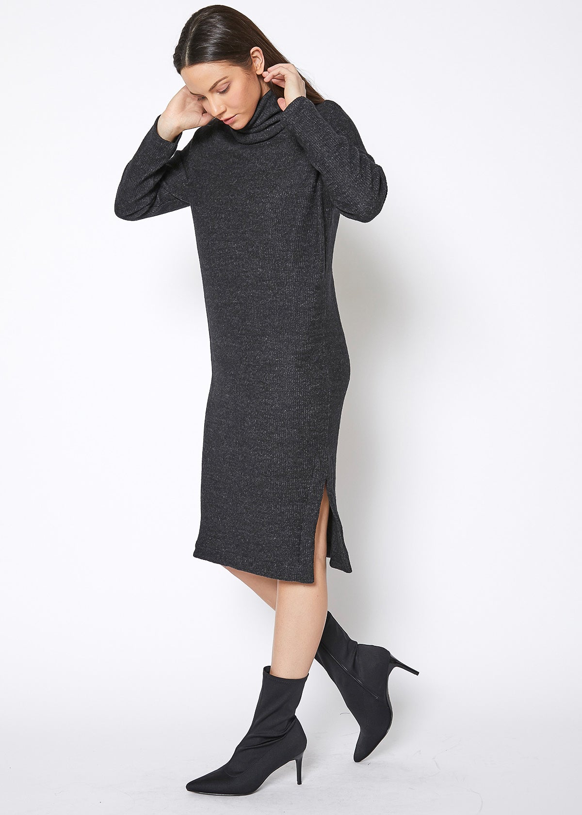 Women's Turtle Neck Midi Sweater Dress