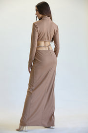 Misu -A ribbed maxi dress featuring high-neck