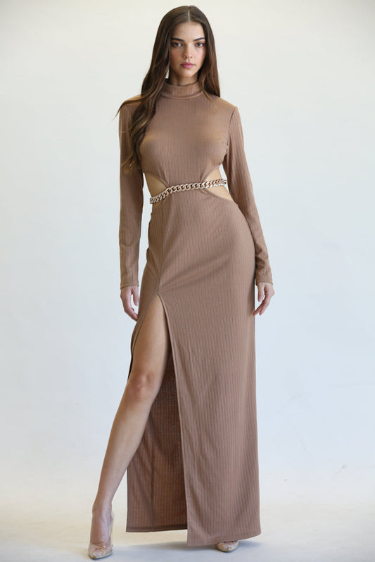 Misu -A ribbed maxi dress featuring high-neck