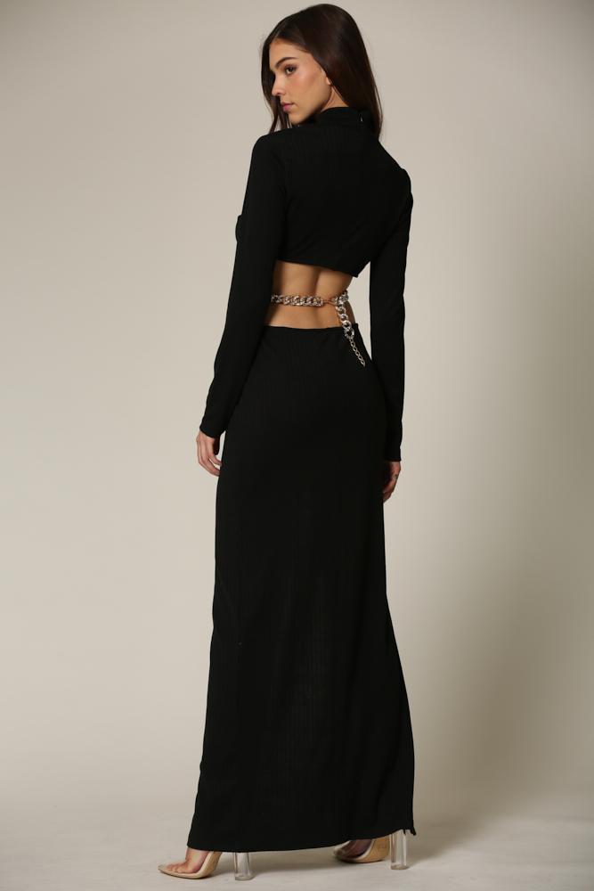 Misu -A ribbed maxi dress featuring high-neck