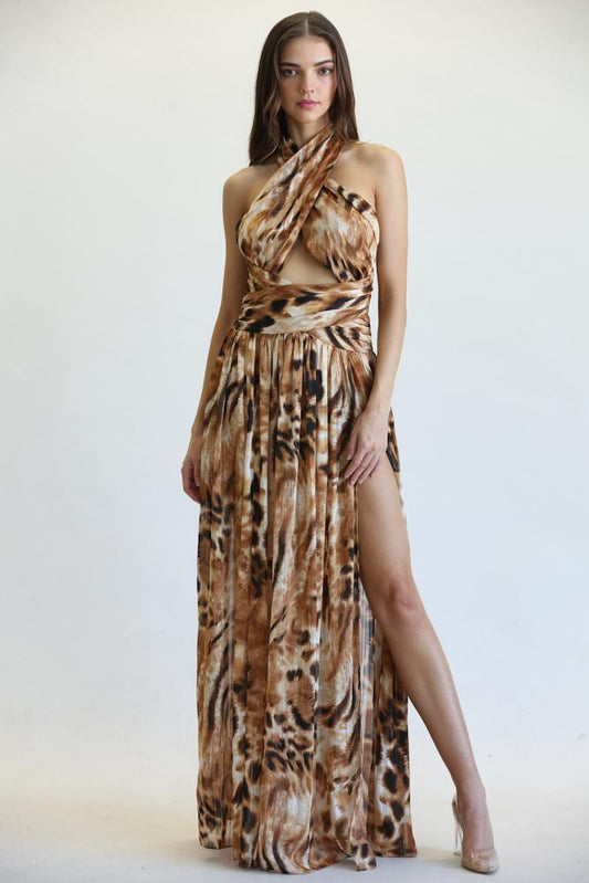 Torie - Gold Lurex Chiffon Fabric Dress