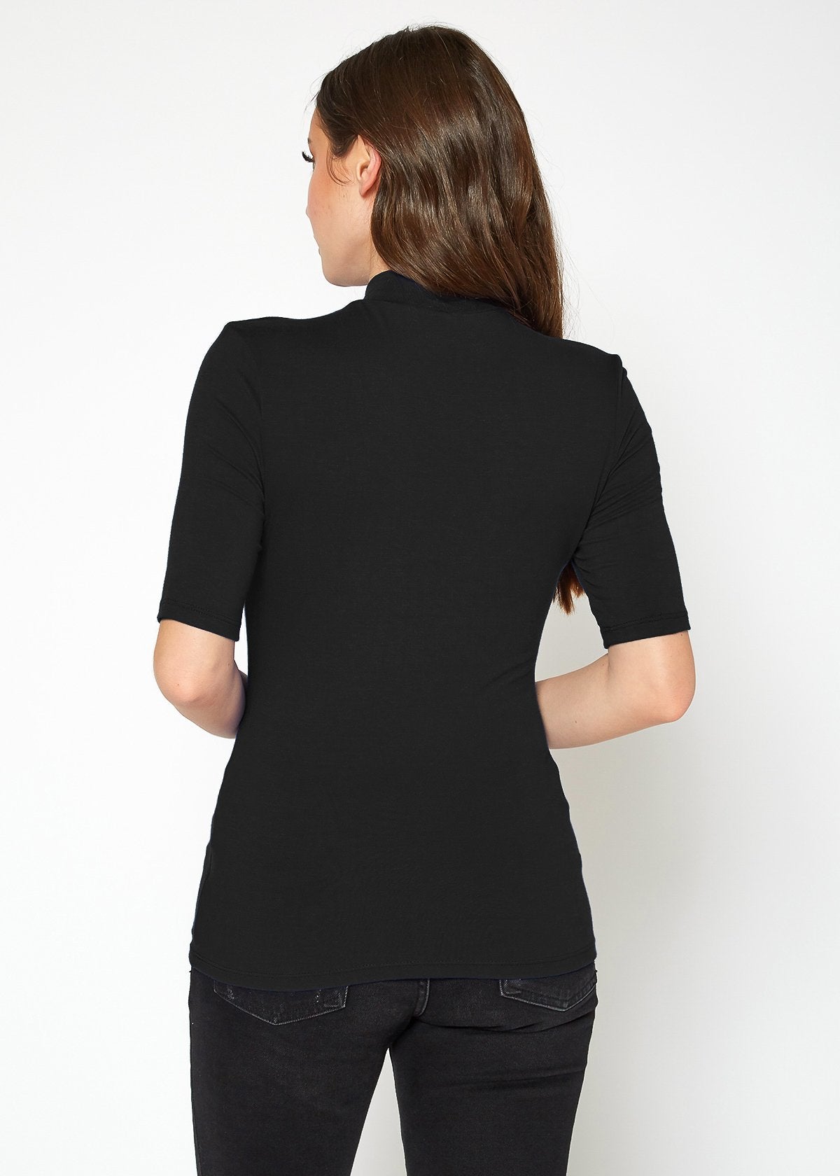 Women's Half Sleeve Turtle Neck Fitted Top