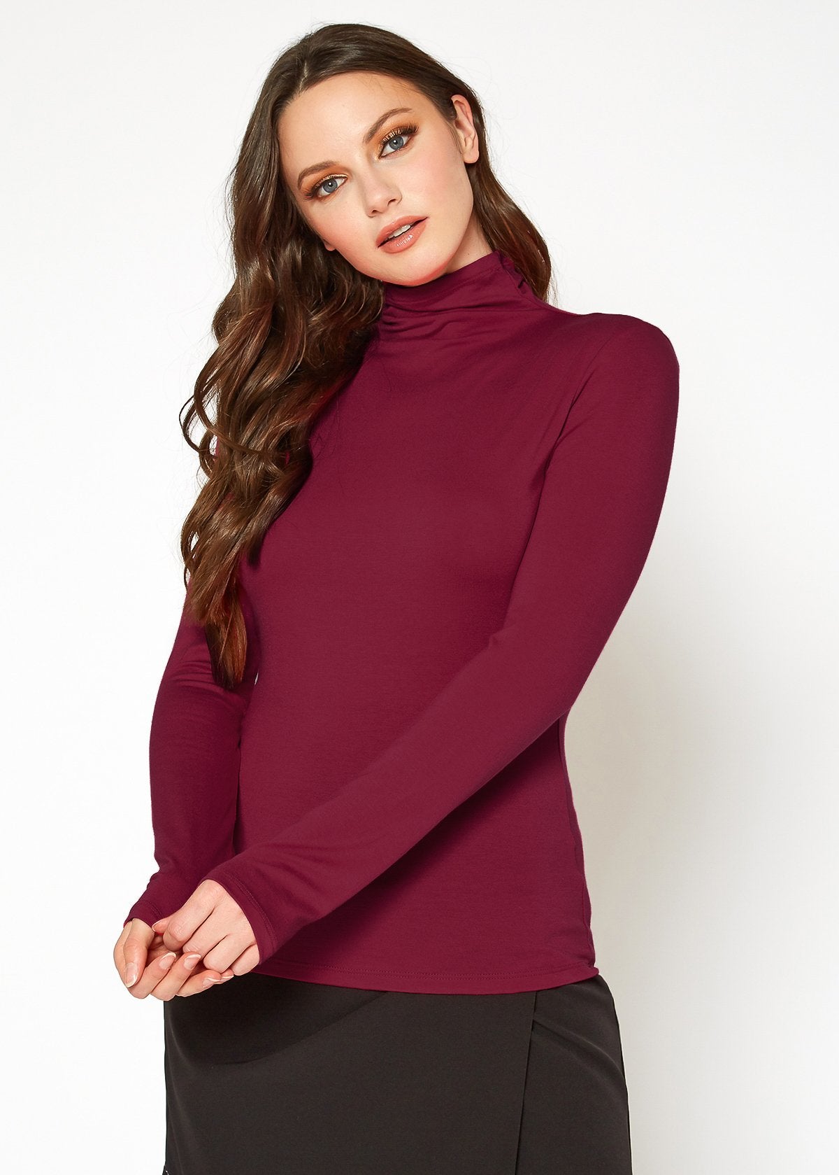 Women's Long Sleeve Turtle Neck Fitted Top