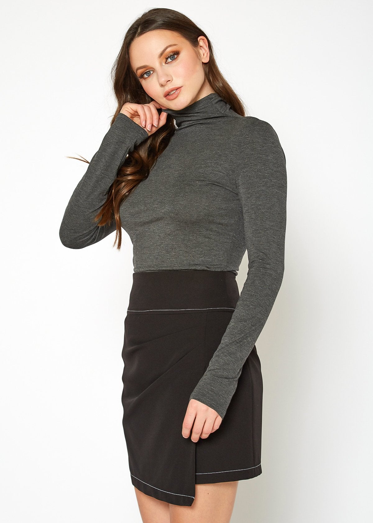 Women's Long Sleeve Turtle Neck Fitted Top