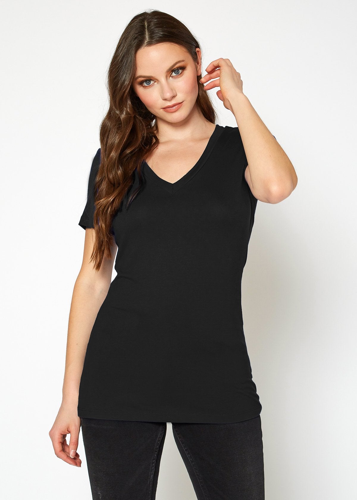 V-neck Short Sleeve Basic Tee