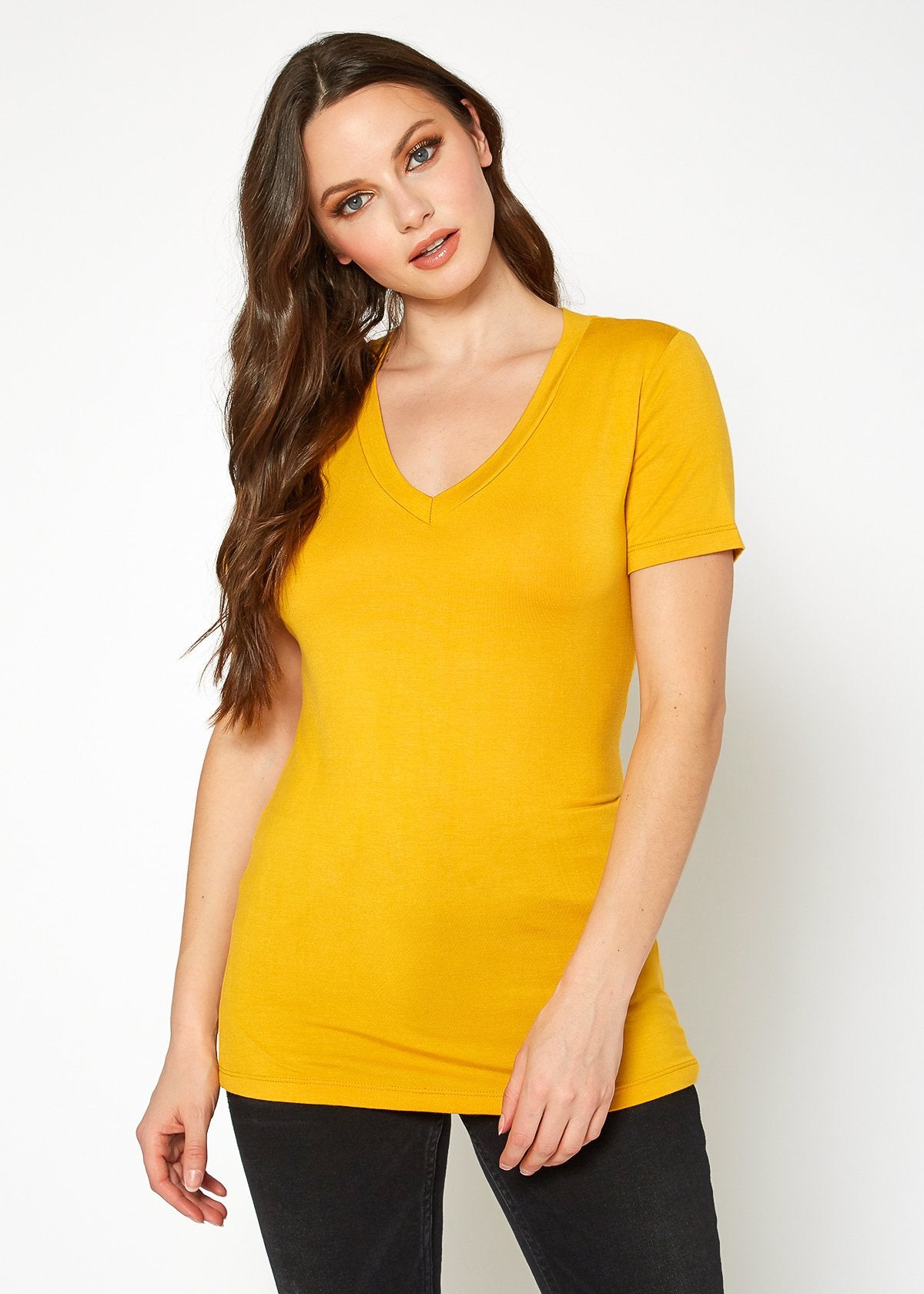 V-neck Short Sleeve Basic Tee