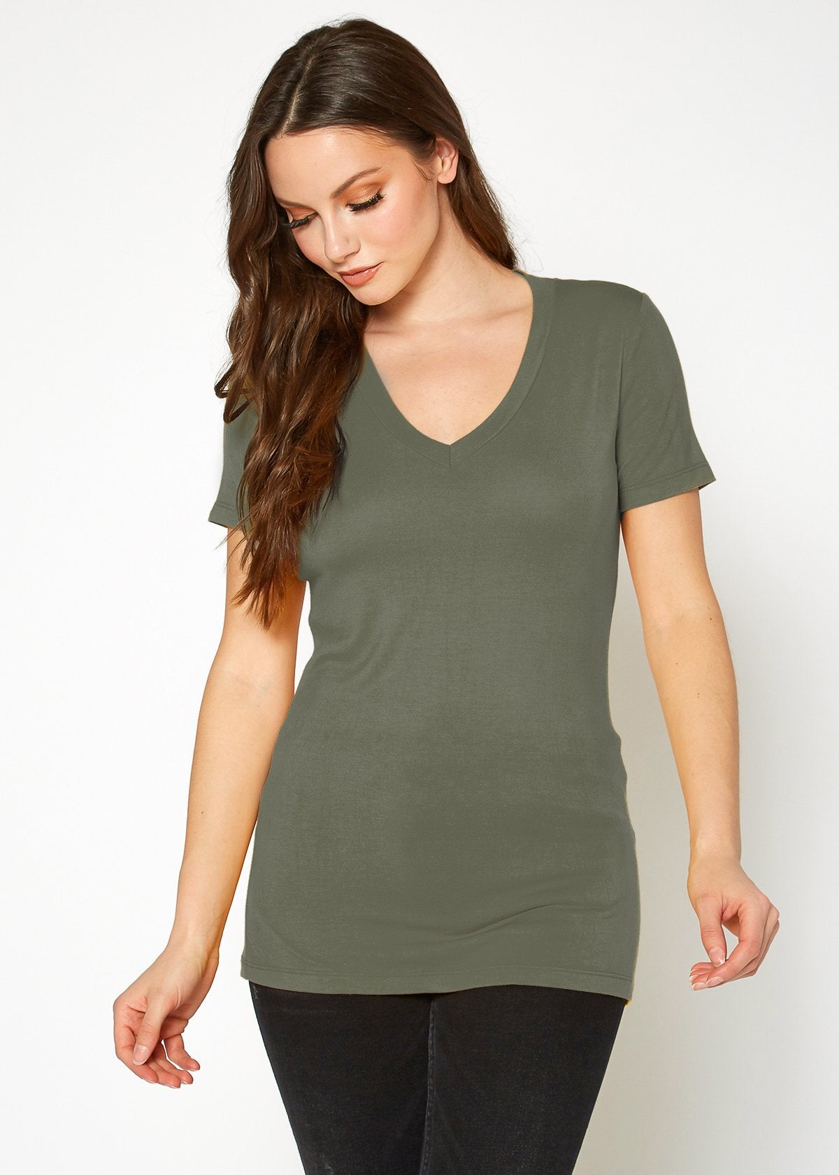 V-neck Short Sleeve Basic Tee