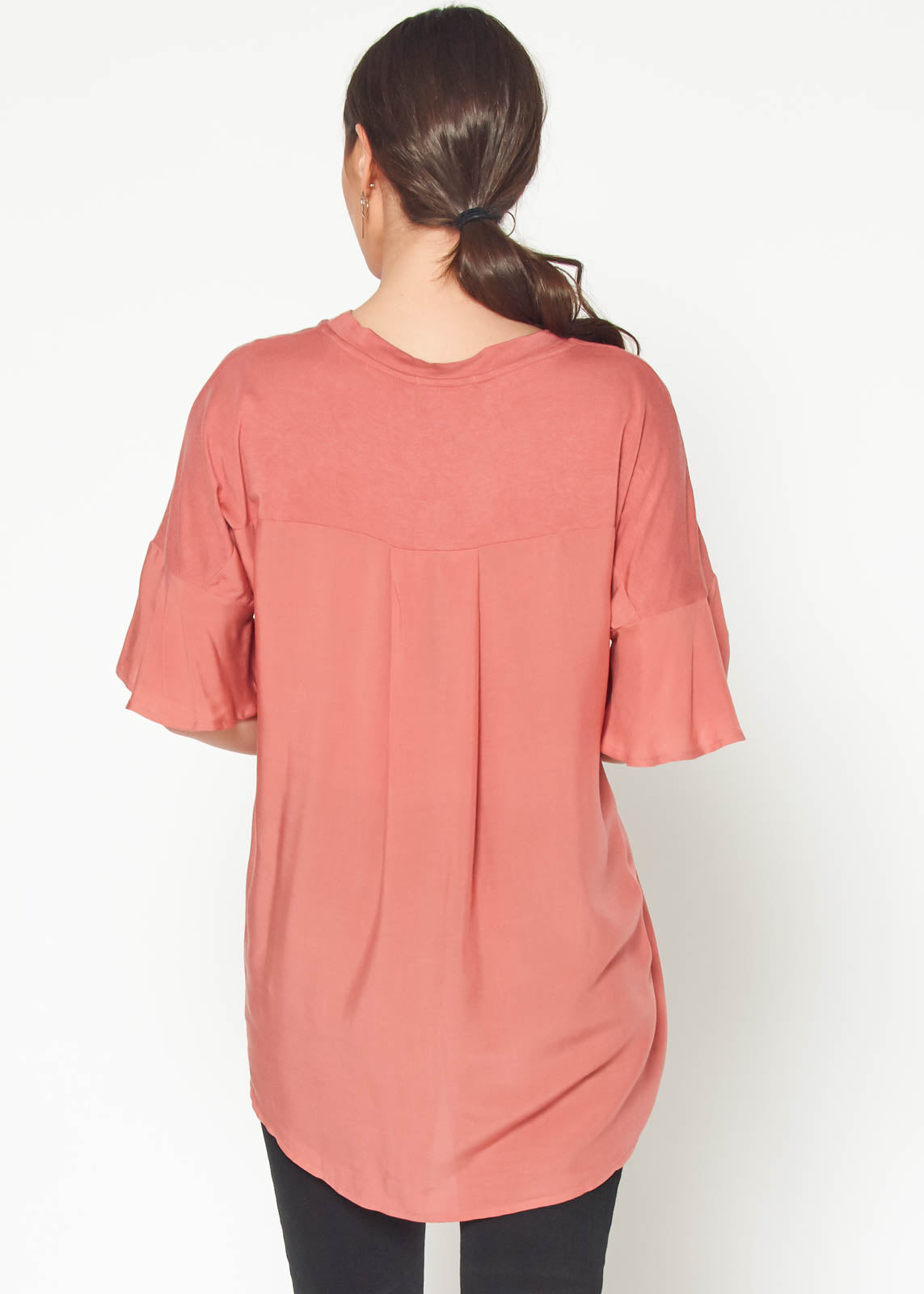 Women's Oversized Basic Tunic Top In Terracotta