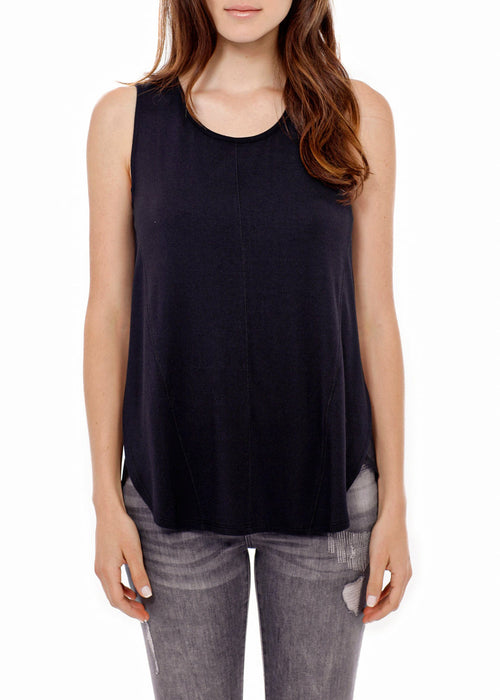 Women's Sleeveless Tulle Contrast Tank Top