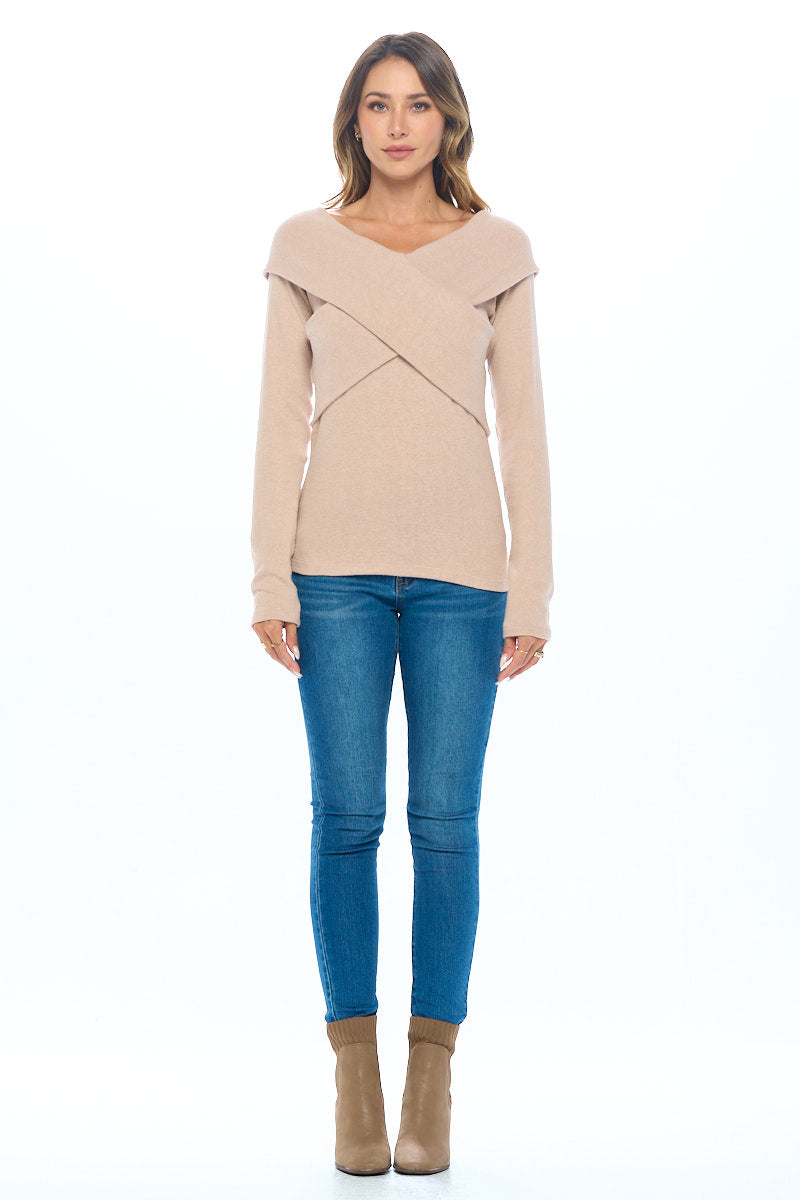 Cashmere Feel Off Shoulder Top - Soft, Versatile Knit Wrap (Made in USA)