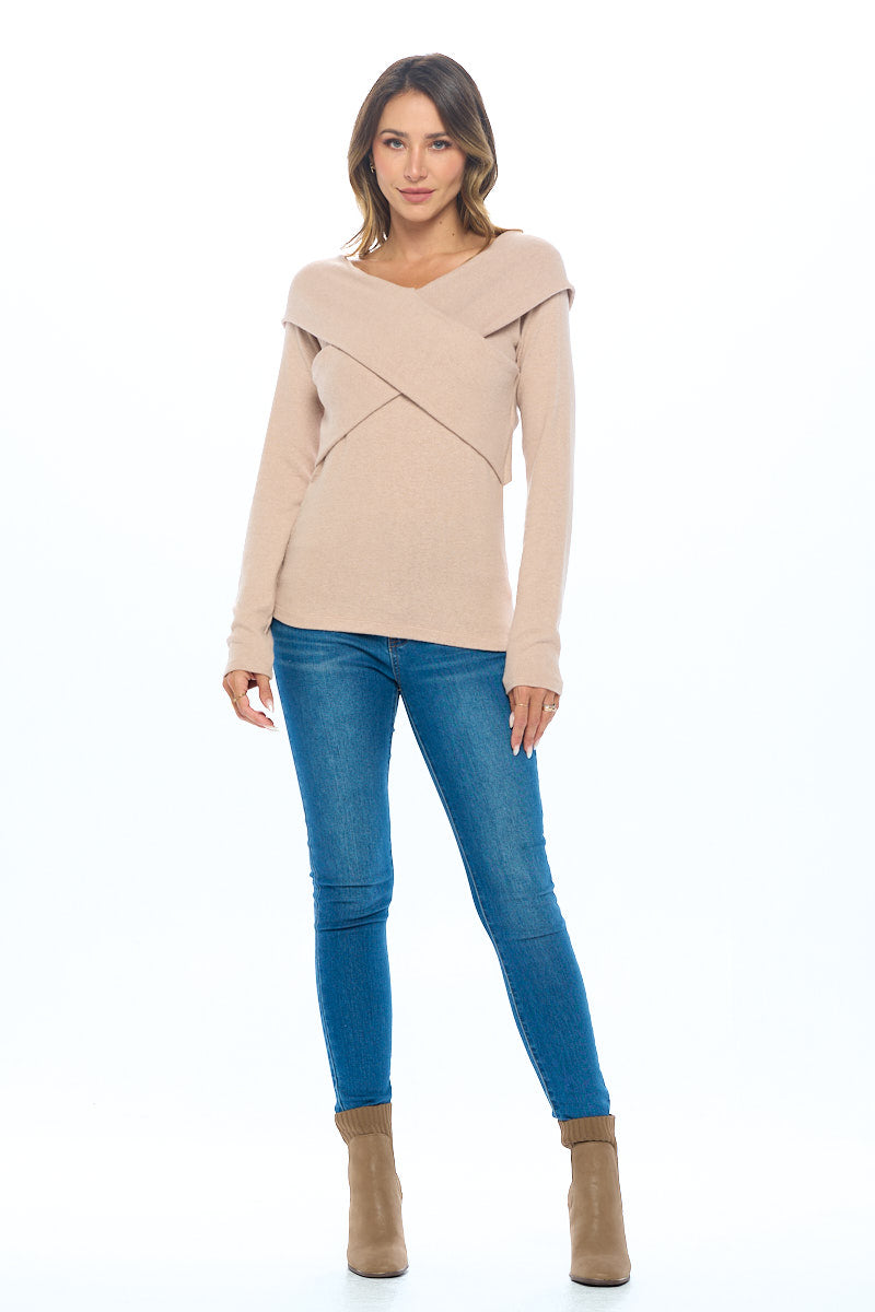 Cashmere Feel Off Shoulder Top - Soft, Versatile Knit Wrap (Made in USA)