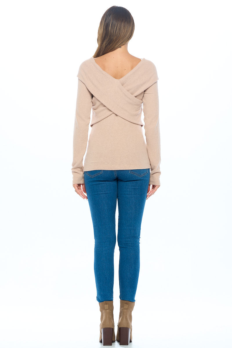 Cashmere Feel Off Shoulder Top - Soft, Versatile Knit Wrap (Made in USA)