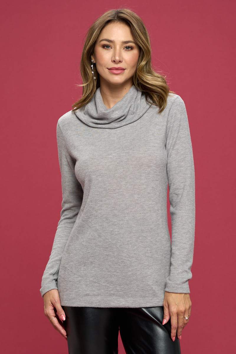 Extra Soft Brushed Knit Turtleneck Tunic Top