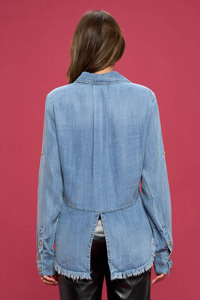 Washed Tencel Light Denim Blouse