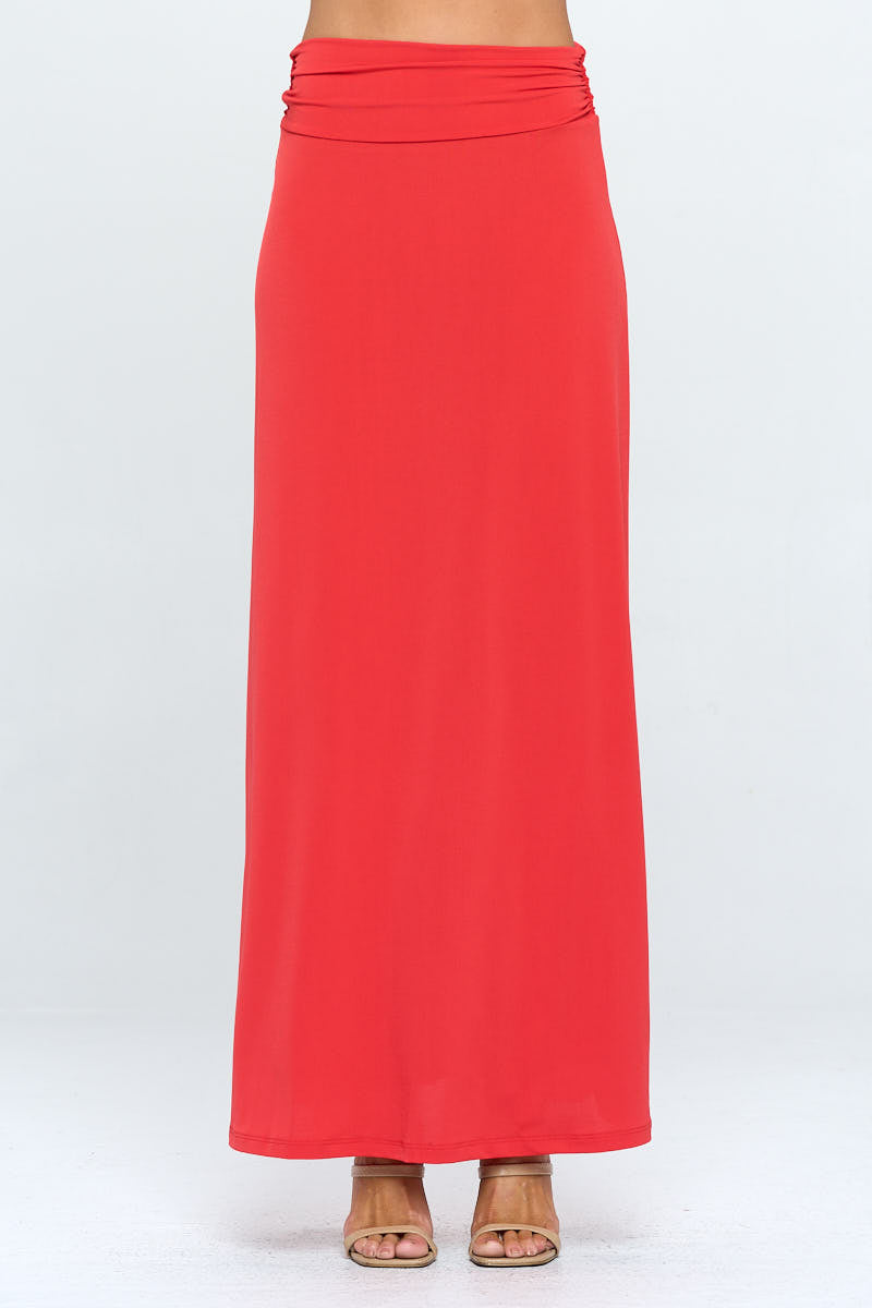 Solid Maxi Skirt with Slit