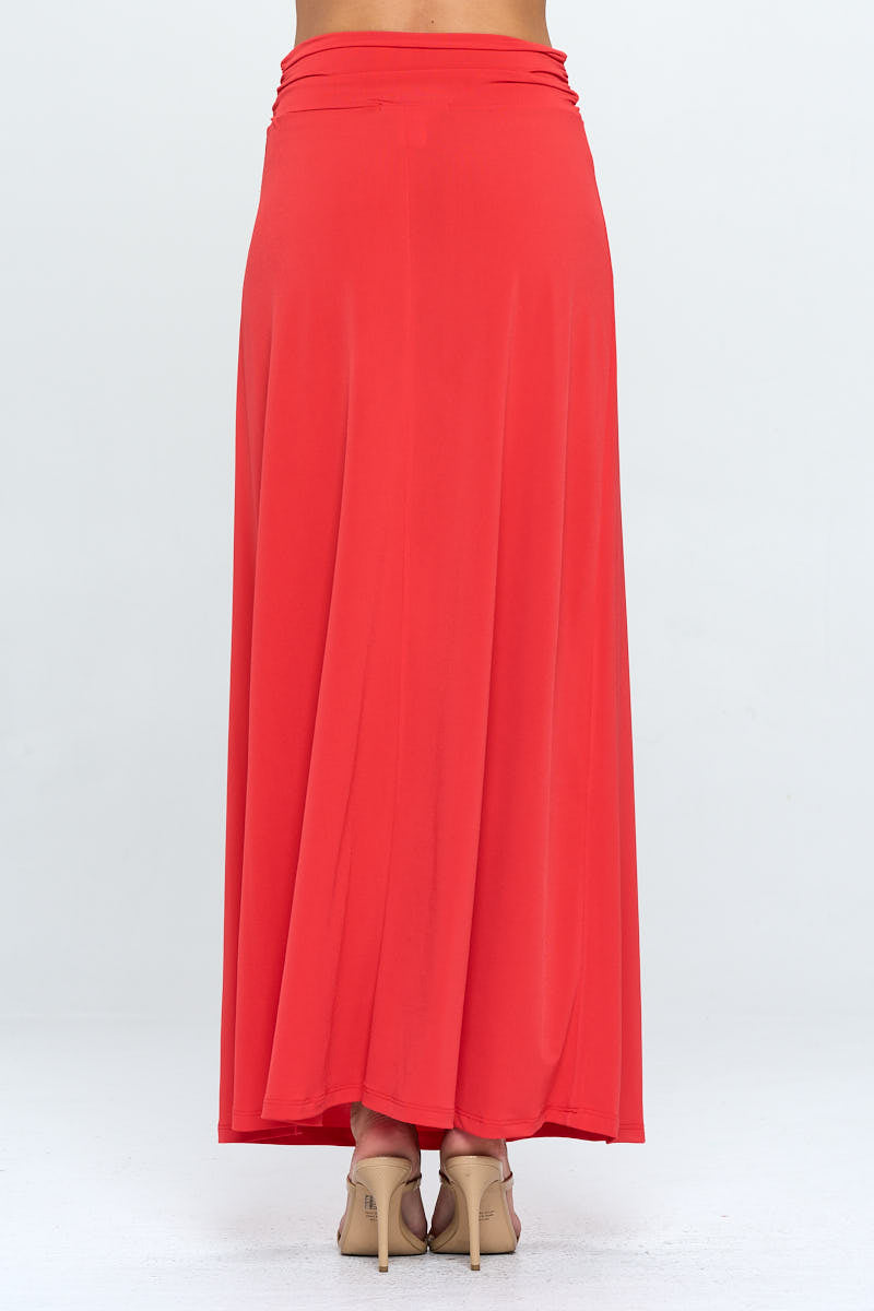 Solid Maxi Skirt with Slit