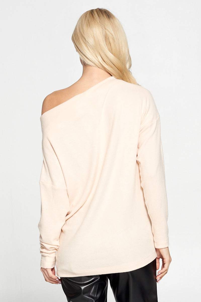 Pink Knit Off Shoulder Top | Style #4097TP