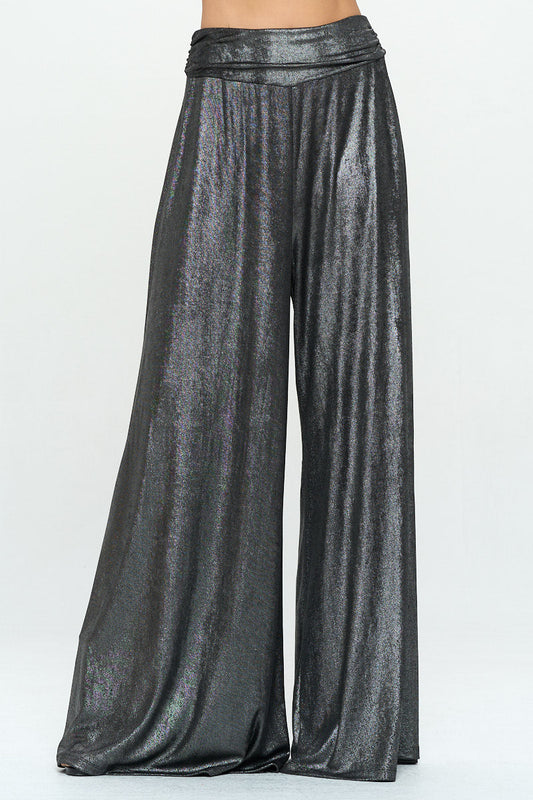 Metallic Pants w/ Elastic Waist and Pockets