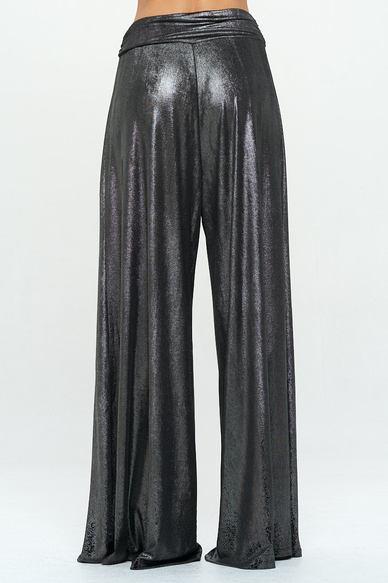 Metallic Pants w/ Elastic Waist and Pockets