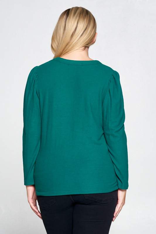 Soft Green Scoop Neck Puff Sleeve Top