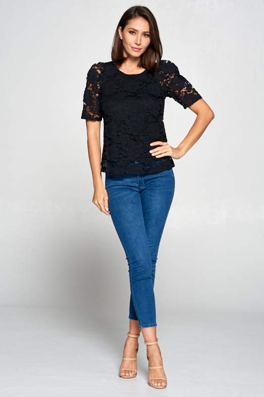 Lace Short Sleeve Top